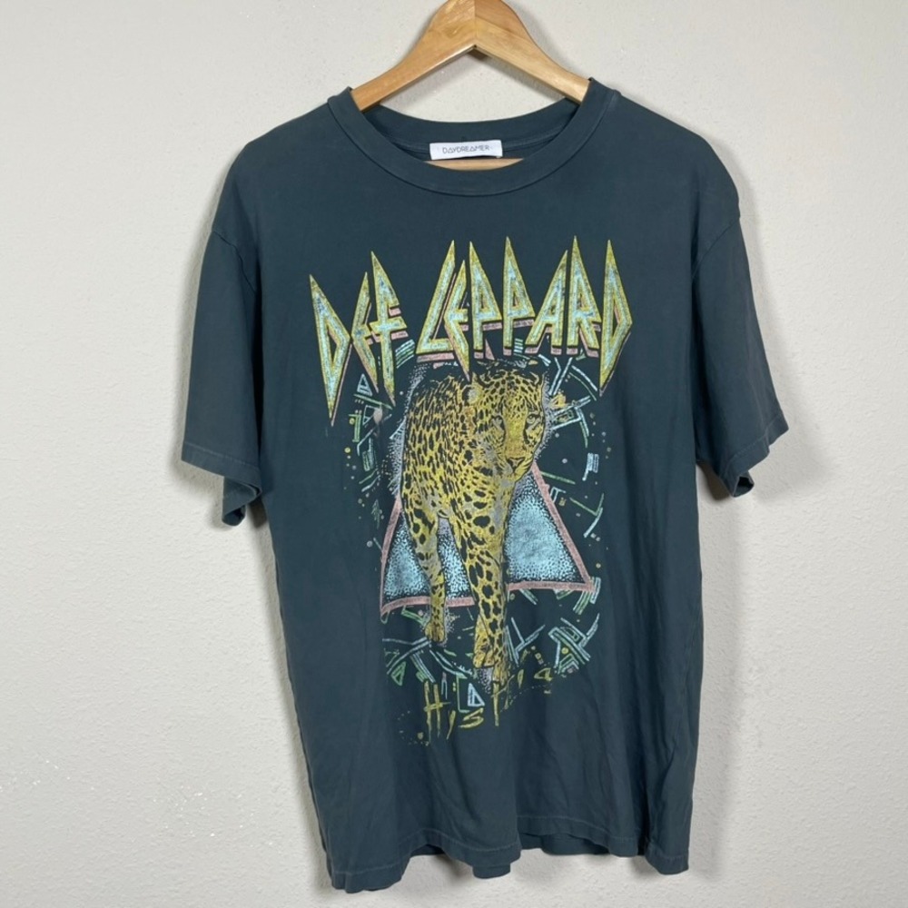 Daydreamer Def Leppard Hysteria 1987 Tour T-Shirt L Gray Cotton Graphic Band Tee